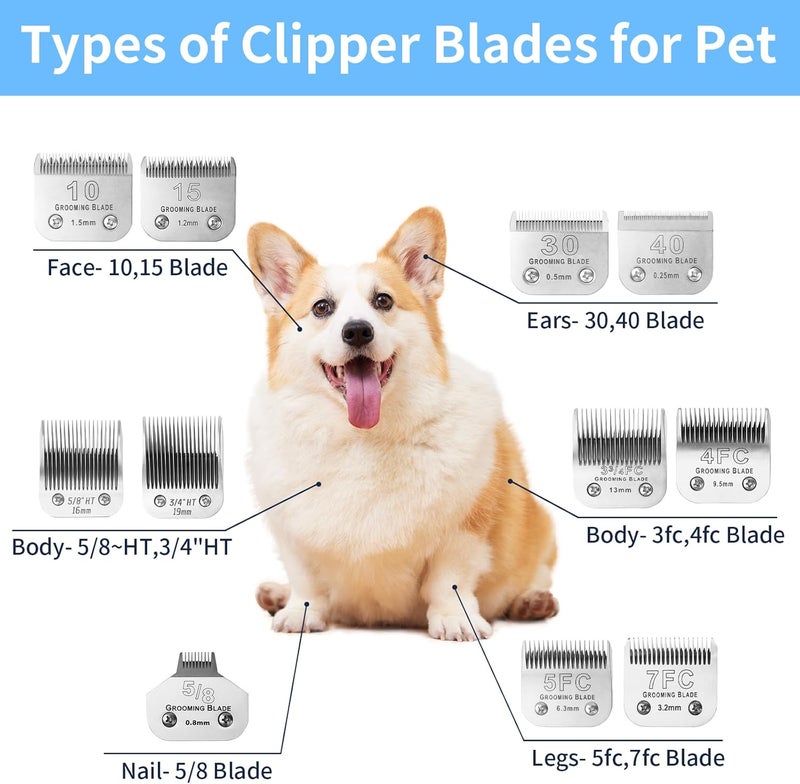 OEMIRY 4FC+5FC+7FC+3-3/4FC Detachable Dog Grooming Blades, Compatible with Andis, Oster A5, Wahl KM10 Series Clippers, Silver (4 Packs) - Image 5